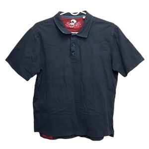 Robert Graham Mens Polo Shirt Skull Short Sleeve Cotton Classic Fit Navy Blue M